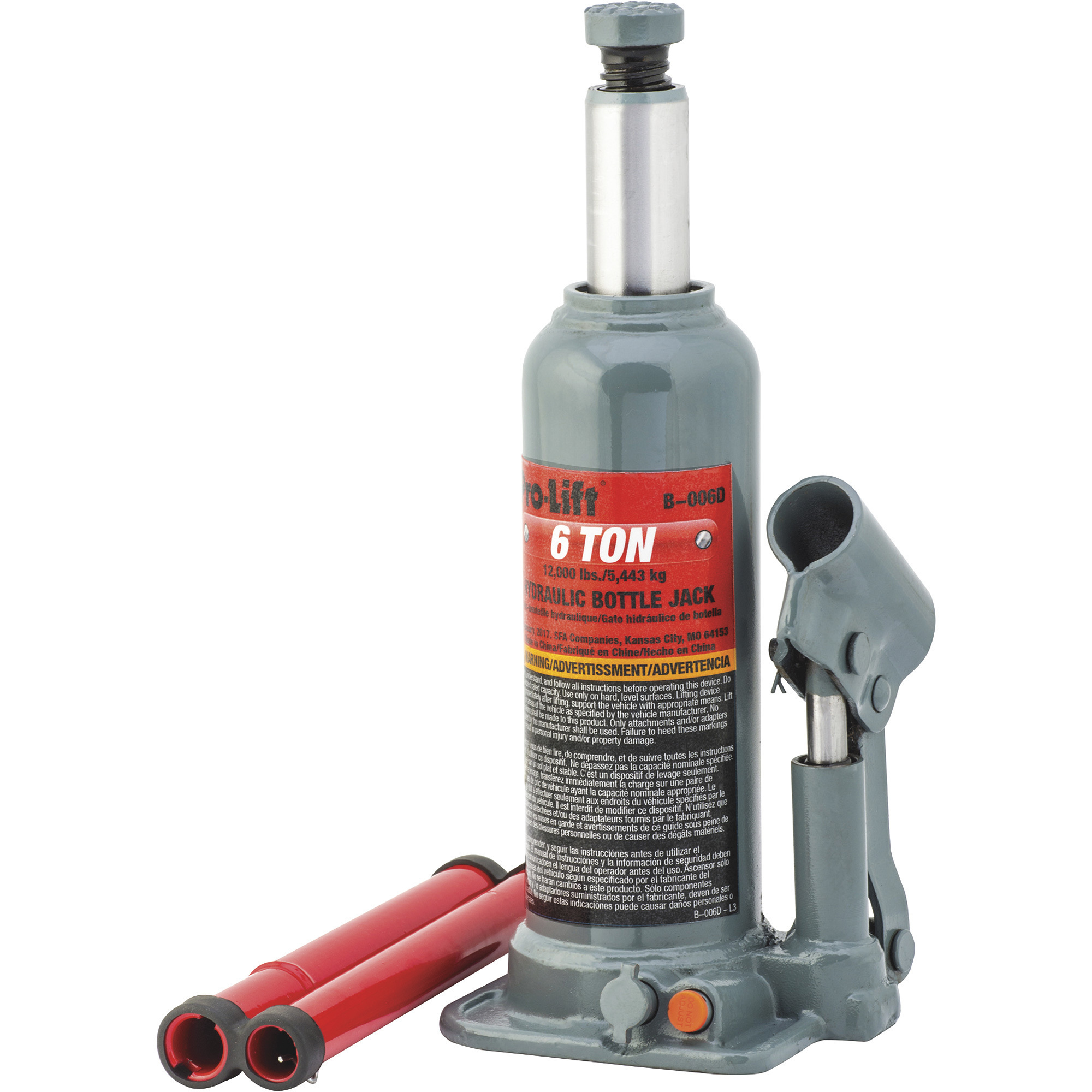 The Pro-Lift 6-Ton Hydraulic Bottle Jack, Model# B-006D
